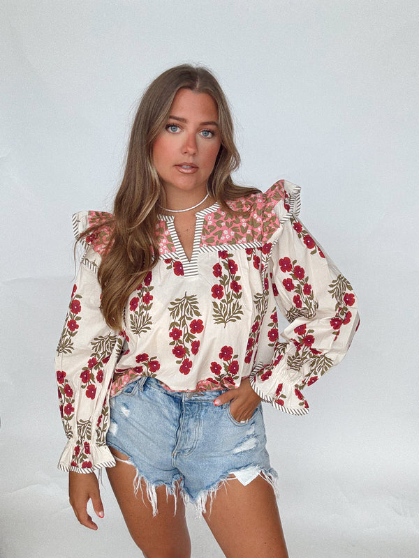 Pink Floral Peplum Top