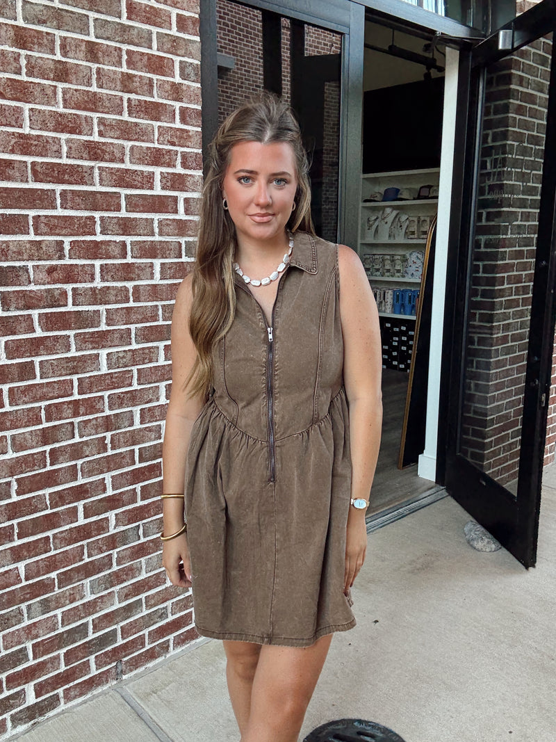 Brown Denim Dress
