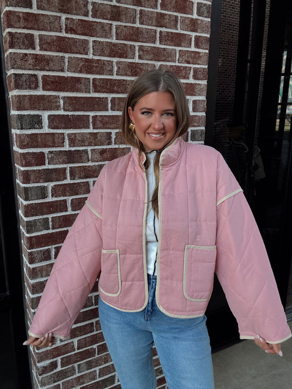 Pink Quilted Puffer Jacket