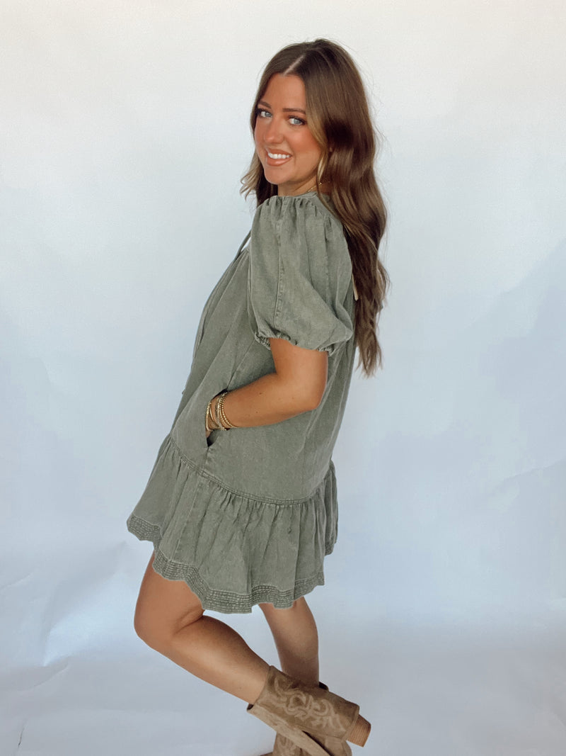 Olive Babydoll Dress