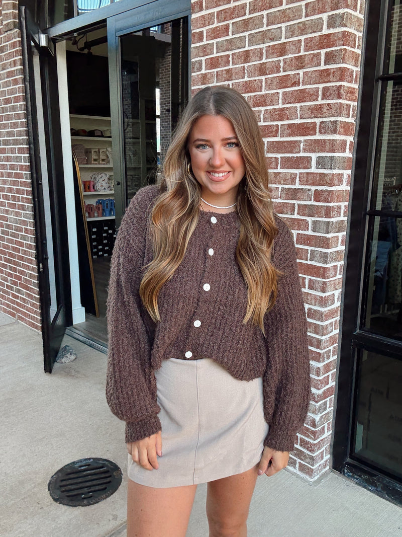 Chestnut Fuzzy Cardigan