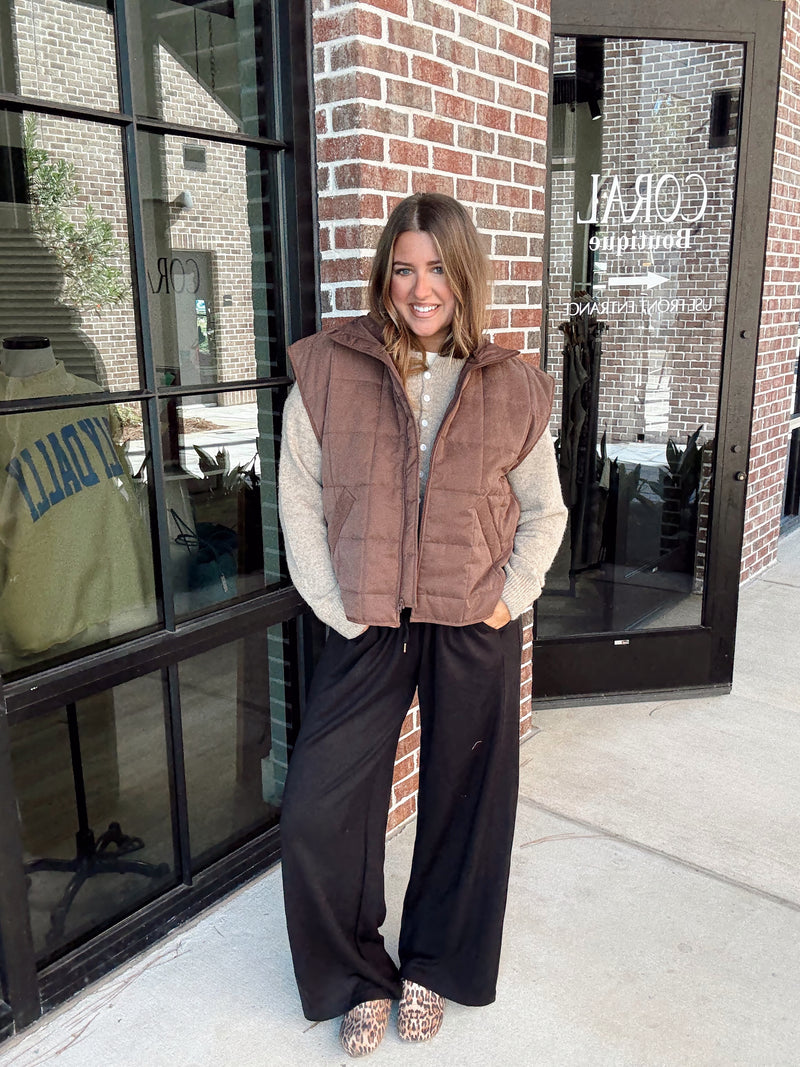 Espresso Brown Quilted Vest