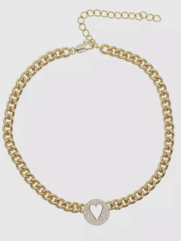 Pave Heart Chain