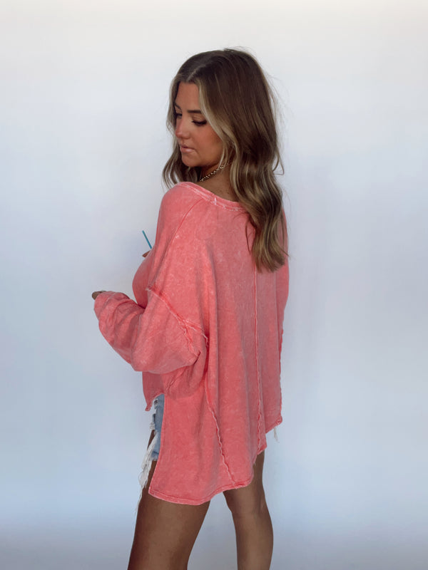 Coral Oversized Top