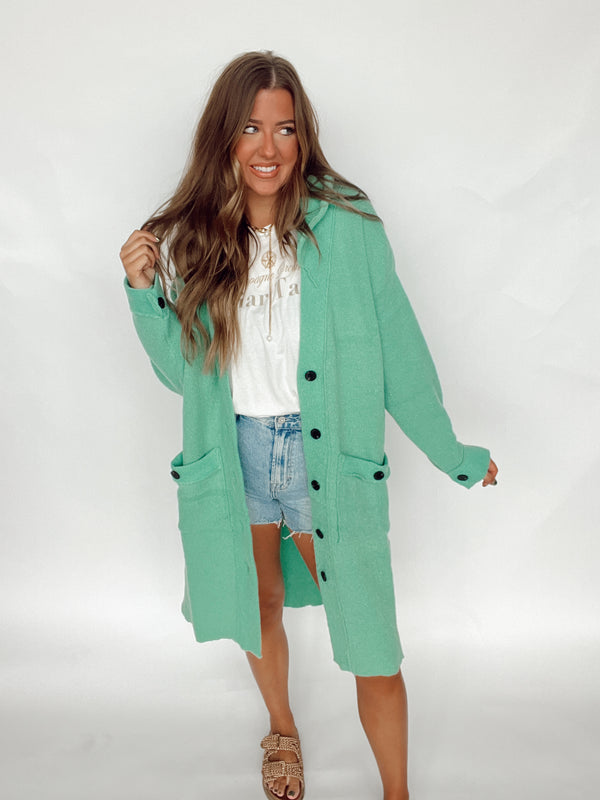 Long Knit Cardigan | Green