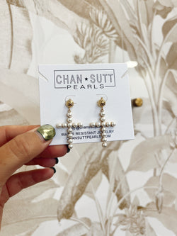 Pearl Cross Earring