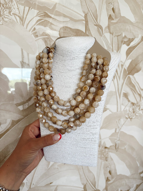 Brown Beaded Magnetic Necklace