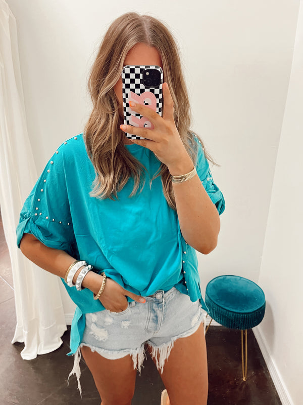 The Marleigh Oversized Top | TEAL