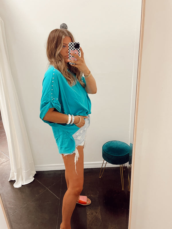 The Marleigh Oversized Top | TEAL