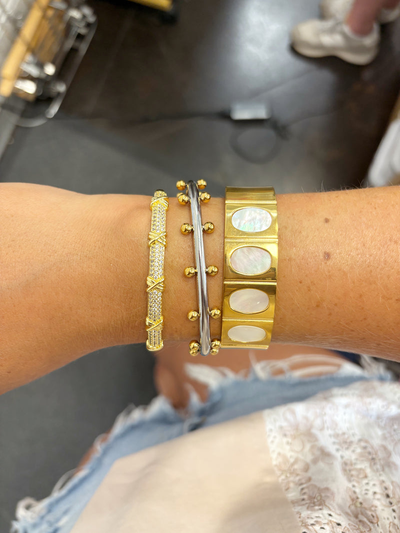 Cindy Studded Cuff | Two Tone