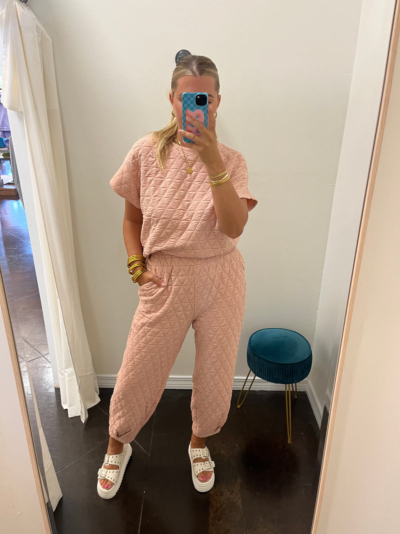 Blush Quilted Pant Set