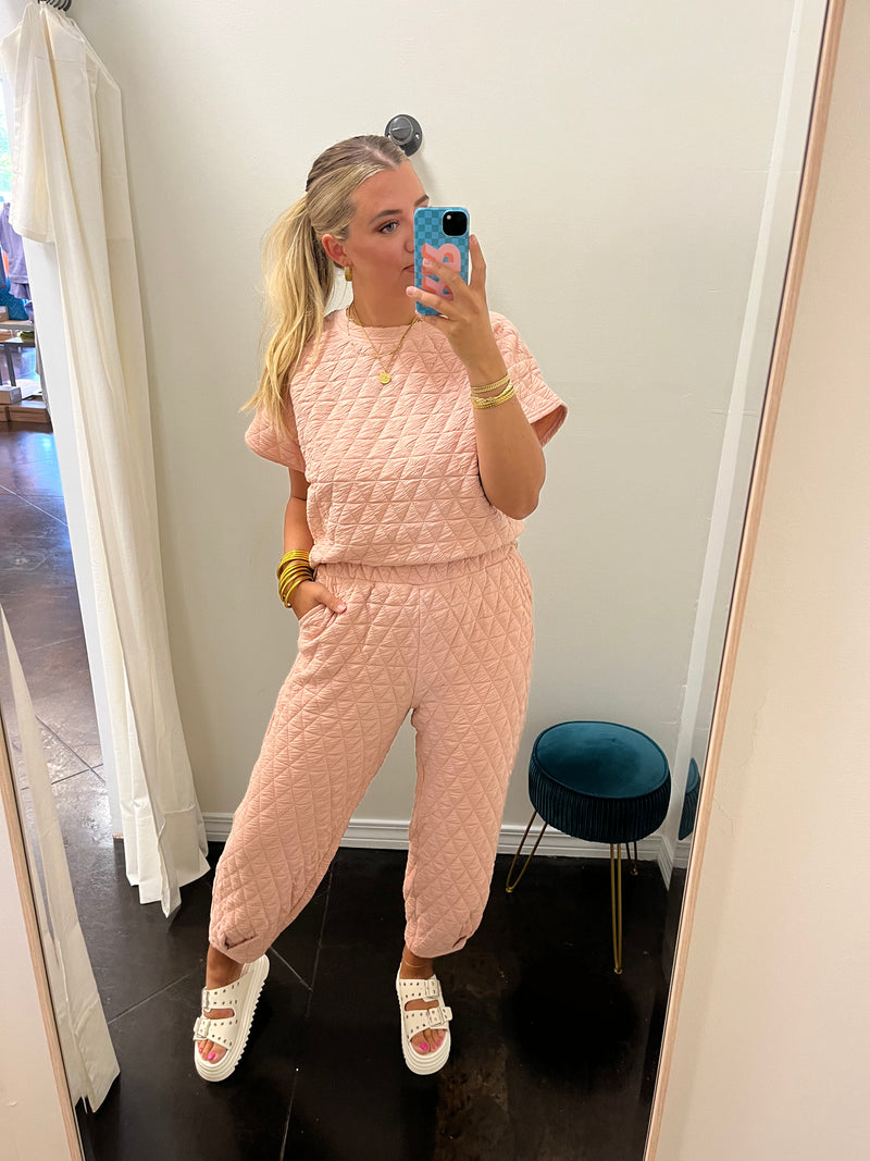 Blush Quilted Pant Set