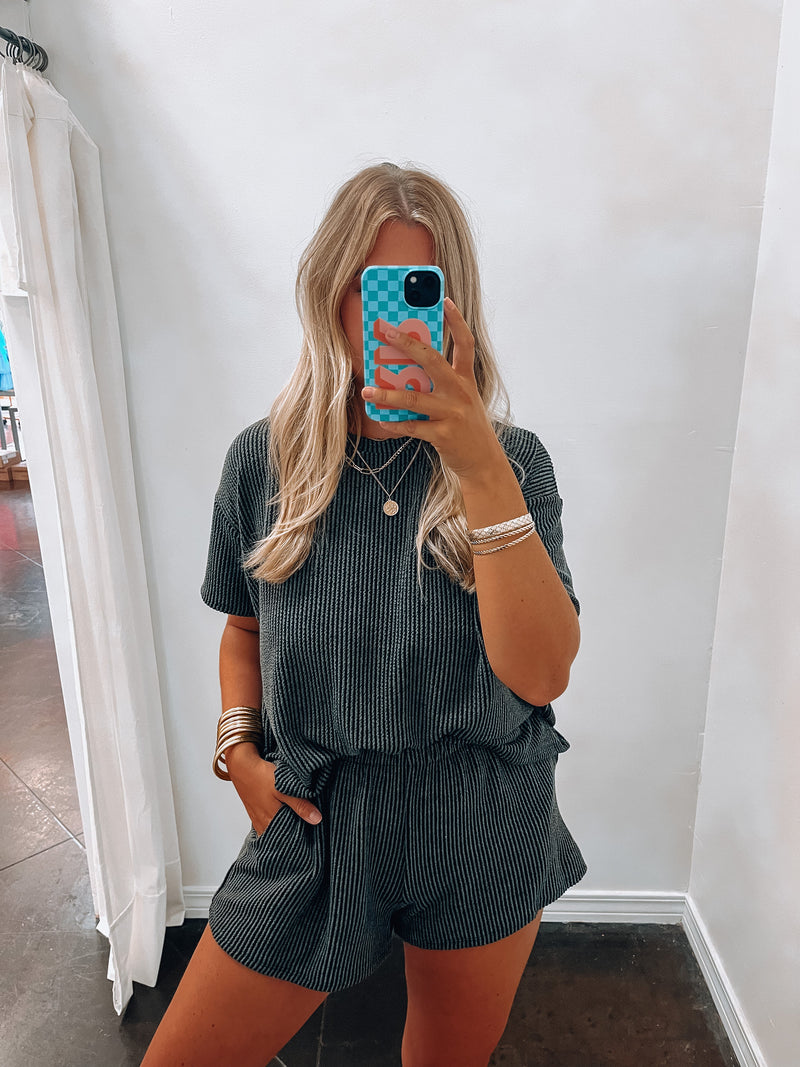 Relaxed Ribbed Set | Ash Black
