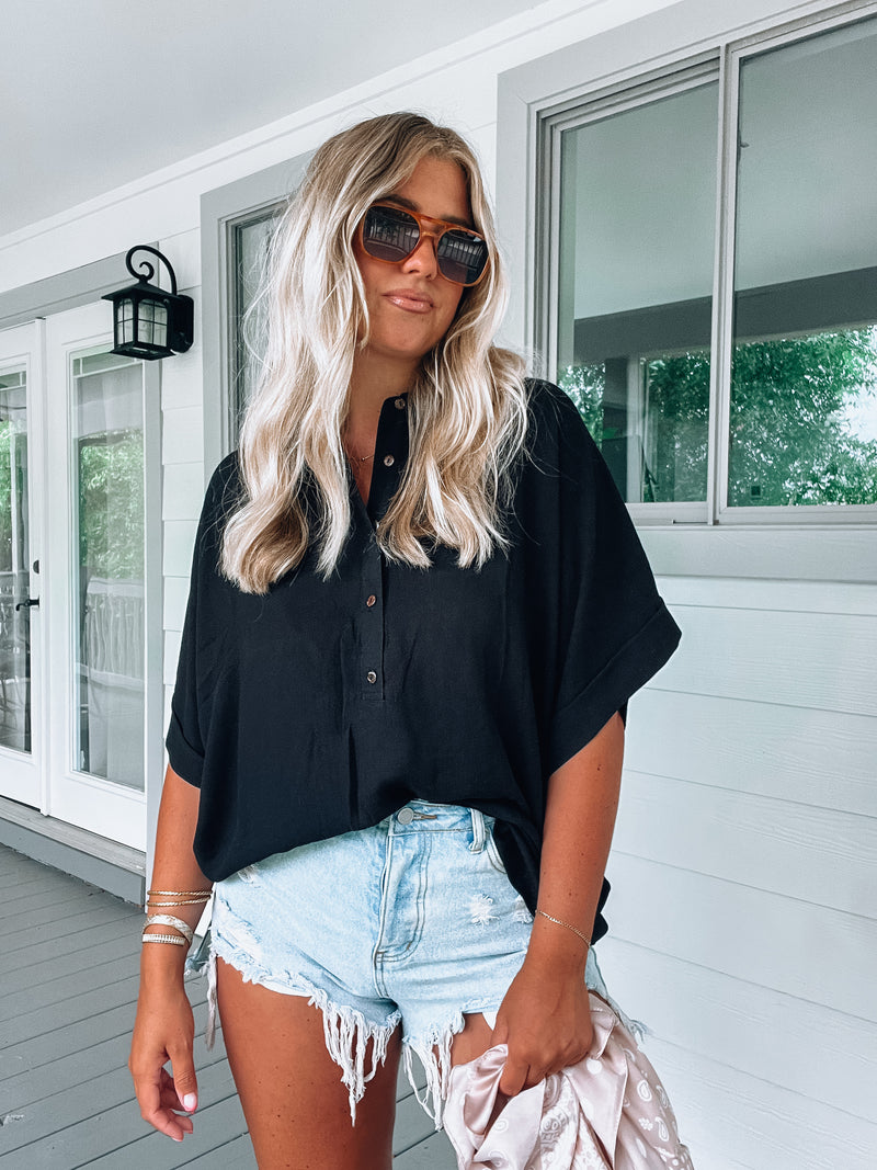 Black Button Up Top