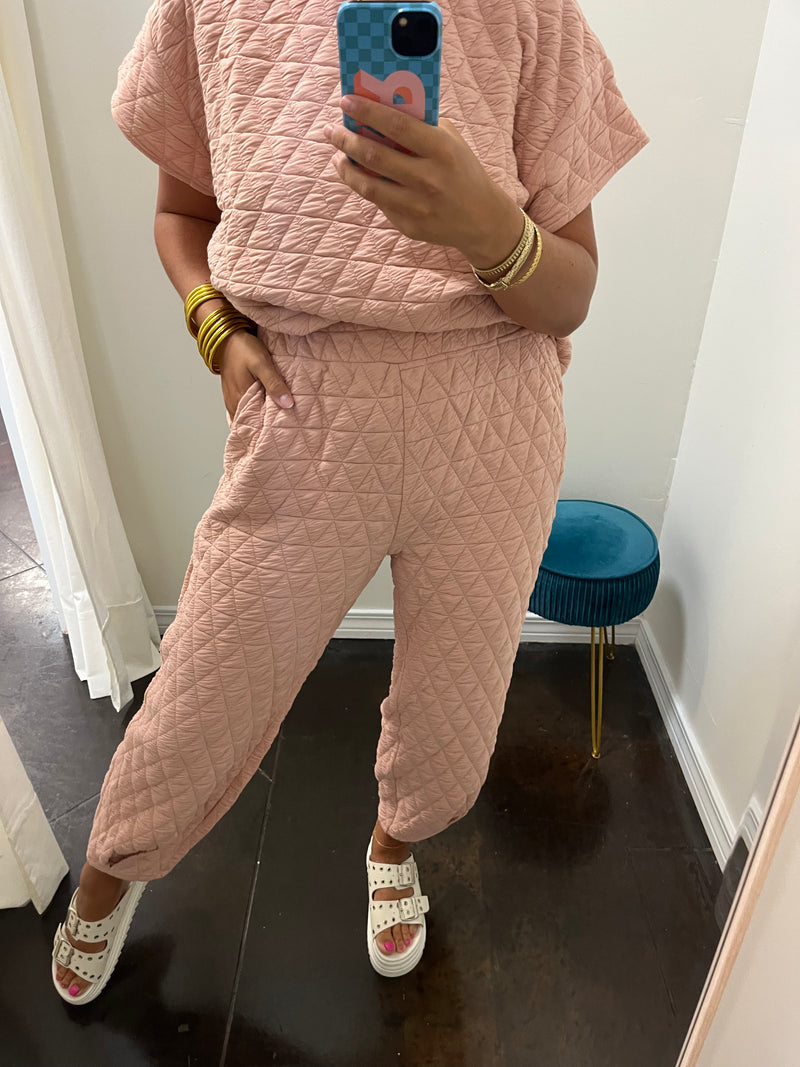 Blush Quilted Pant Set