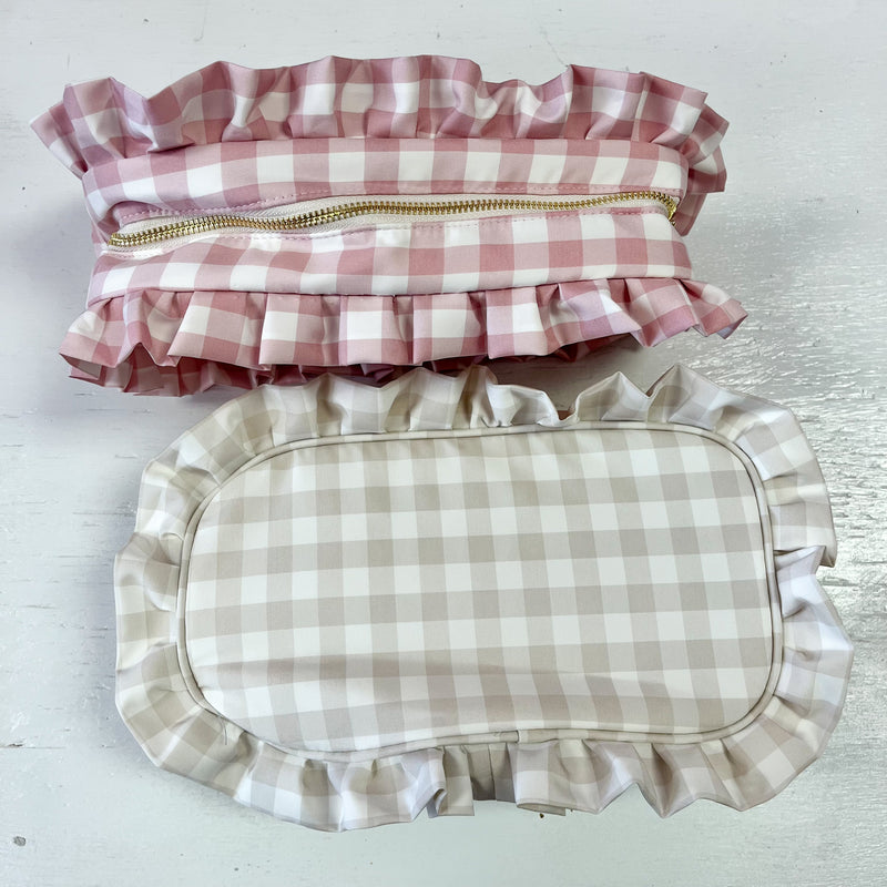 Gingham Nylon Large Pouch