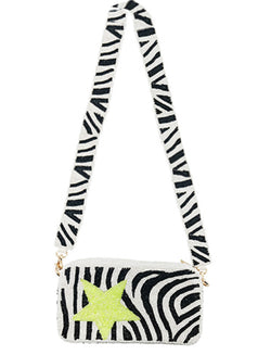 Zebra Beaded Crossbody