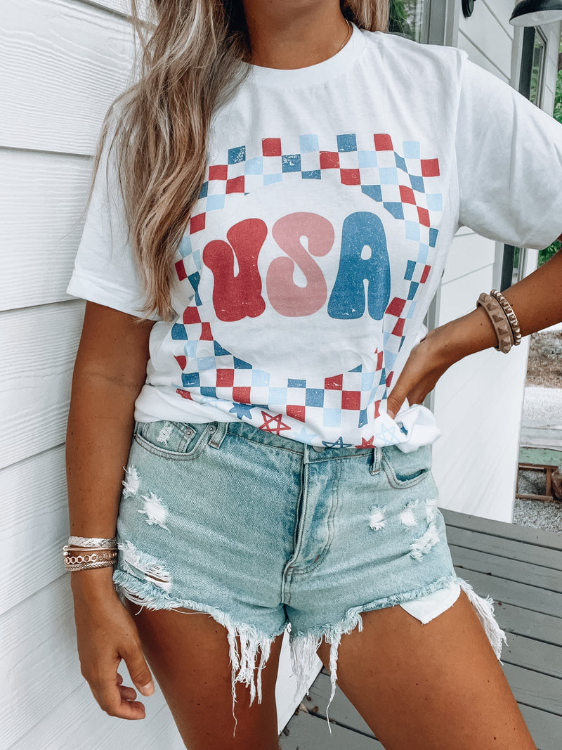 Checkered Usa Tee