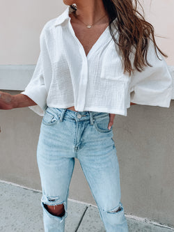 White Cropped Buttonup